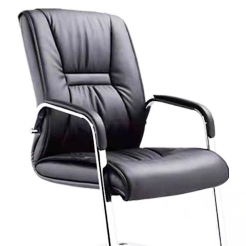 High Back Office Chair  Faux Leather Padded Fixed Arms Conference Chair