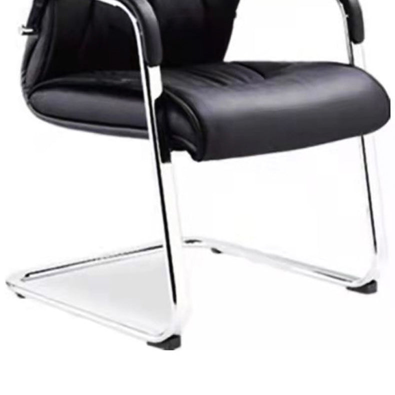 High Back Office Chair  Faux Leather Padded Fixed Arms Conference Chair