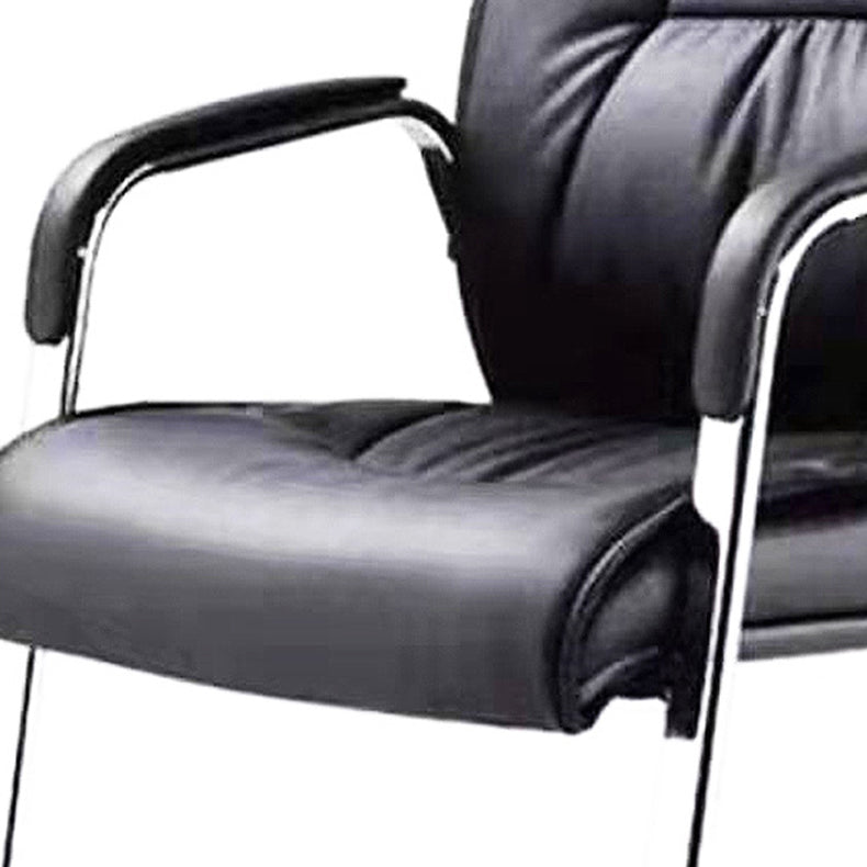 High Back Office Chair  Faux Leather Padded Fixed Arms Conference Chair