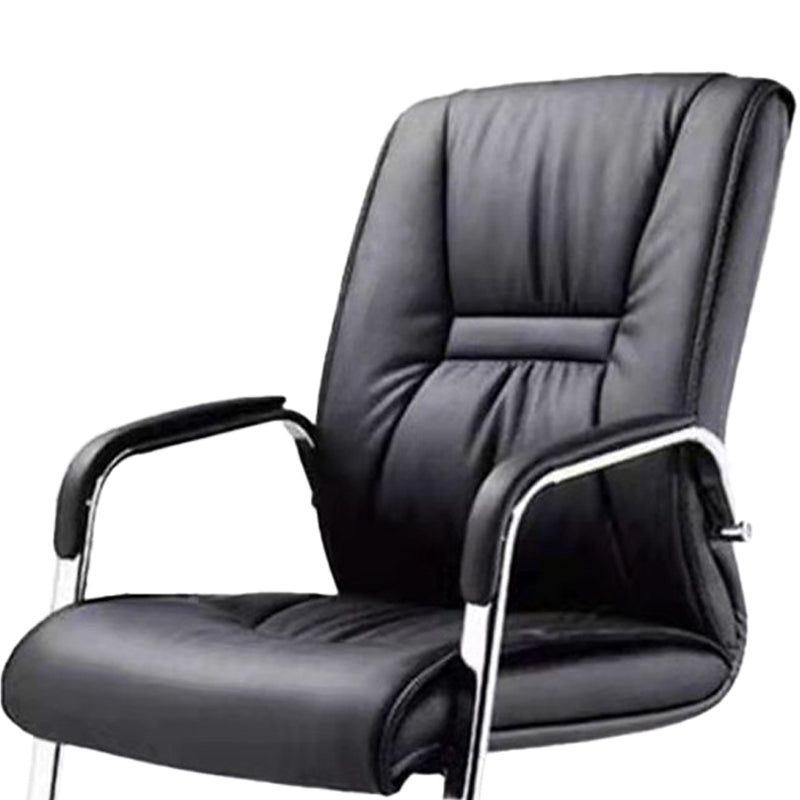 High Back Office Chair  Faux Leather Padded Fixed Arms Conference Chair