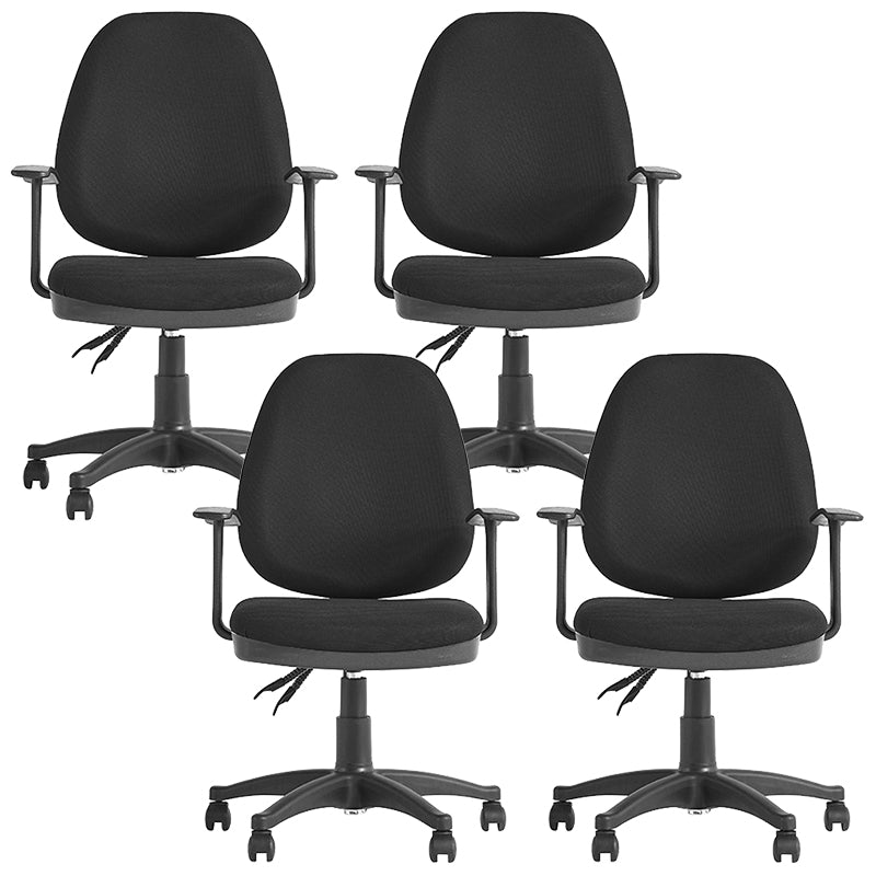 Modern Black Swivel Computer Chair Fixed Arms Height-adjustable Office Chair