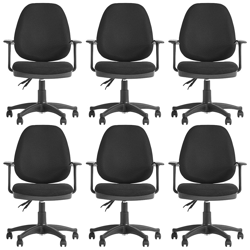 Modern Black Swivel Computer Chair Fixed Arms Height-adjustable Office Chair