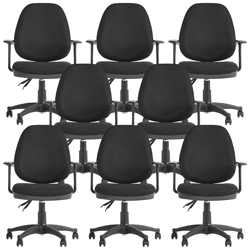 Modern Black Swivel Computer Chair Fixed Arms Height-adjustable Office Chair