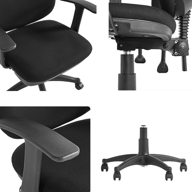 Modern Black Swivel Computer Chair Fixed Arms Height-adjustable Office Chair