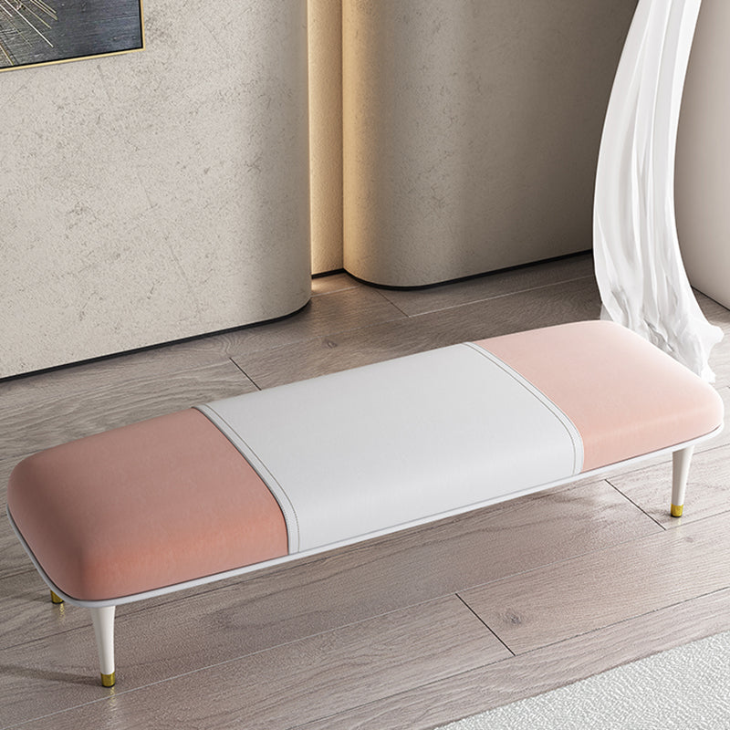 Modern Upholstered Bench, 17"H Bedroom Seating Bench with Solid Wood Legs