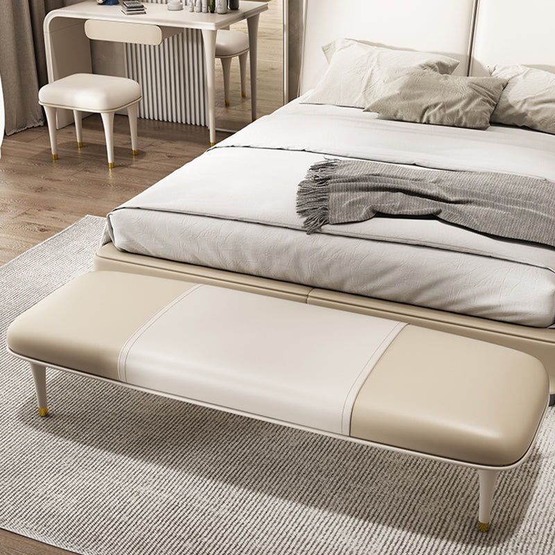 Modern Upholstered Bench, 17"H Bedroom Seating Bench with Solid Wood Legs