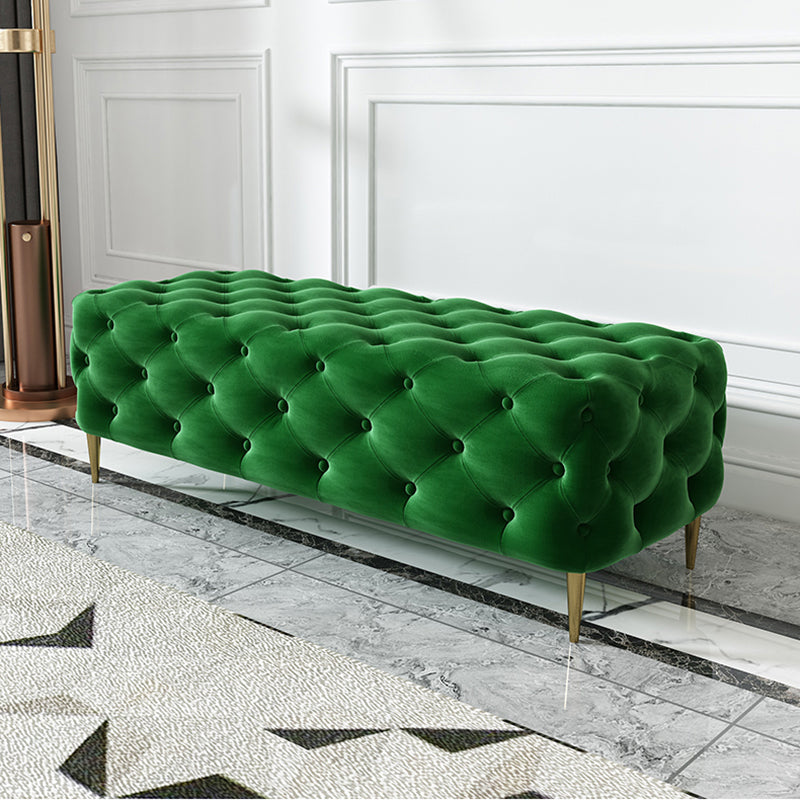 Glam Tufted Bedroom Bench, Foam Filled Bench with Metal Legs