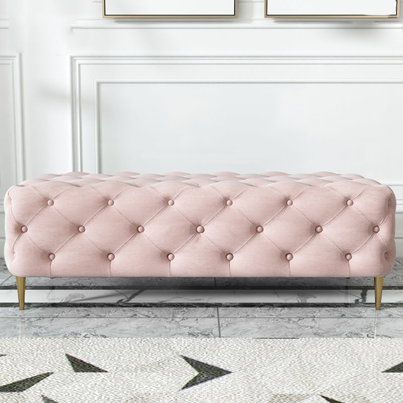 Glam Tufted Bedroom Bench, Foam Filled Bench with Metal Legs