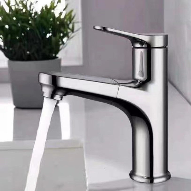 Modern Style Vessel Sink Faucet Single-handle Low Arc Retractable Copper Vessel Faucet