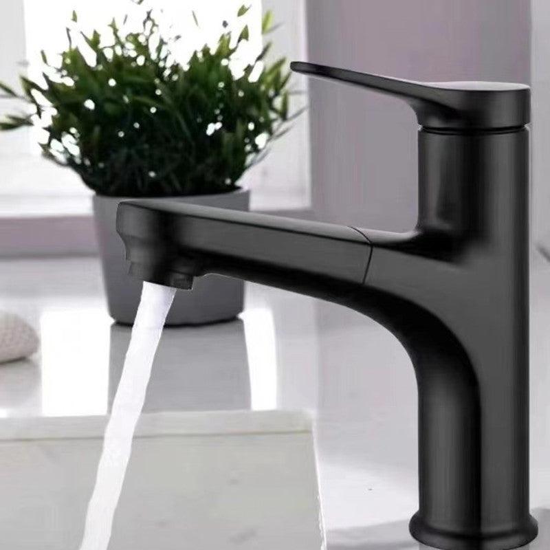 Modern Style Vessel Sink Faucet Single-handle Low Arc Retractable Copper Vessel Faucet