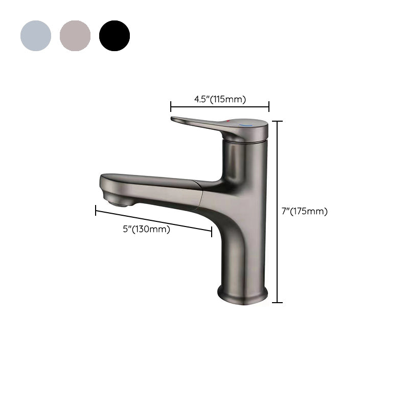 Modern Style Vessel Sink Faucet Single-handle Low Arc Retractable Copper Vessel Faucet