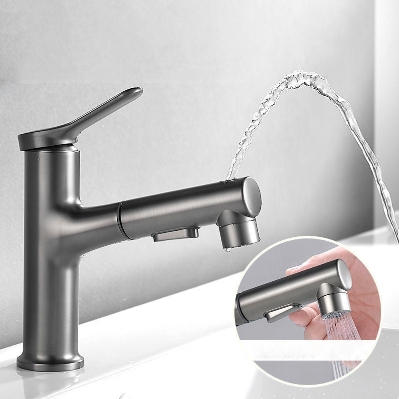 Pull-out Simple Bathroom Sink Faucet 1 Hole Single Handle Faucet