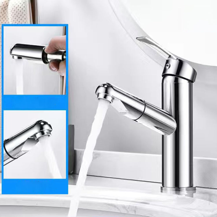 Pull-out Simple Bathroom Sink Faucet 1 Hole Single Handle Faucet