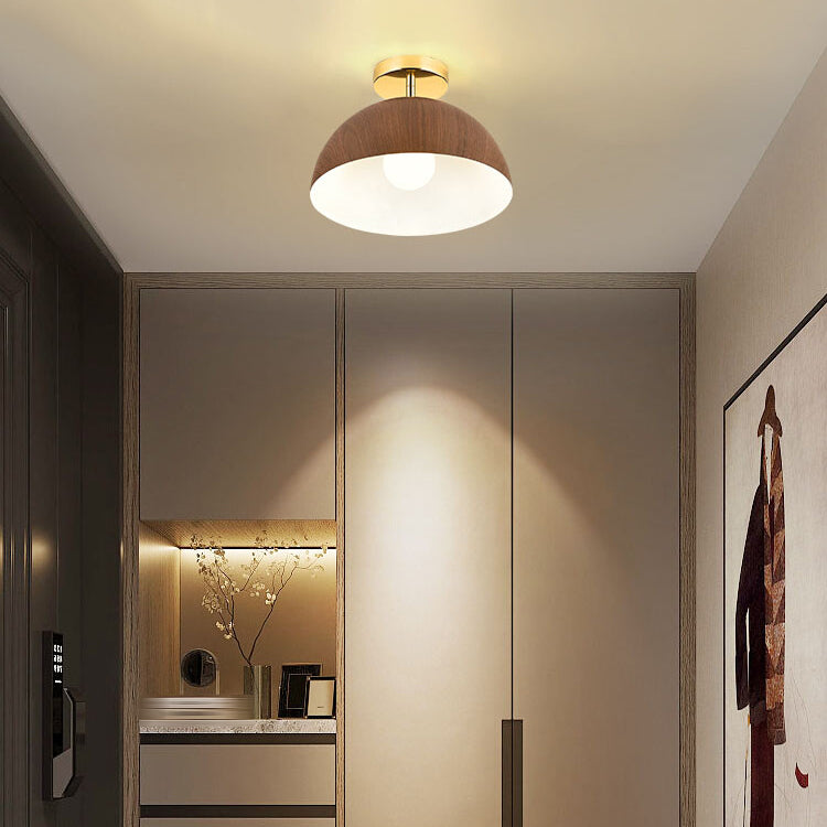 Modern 1 - Light Flush Lighting Solid Wood and Iron Ceiling Mount