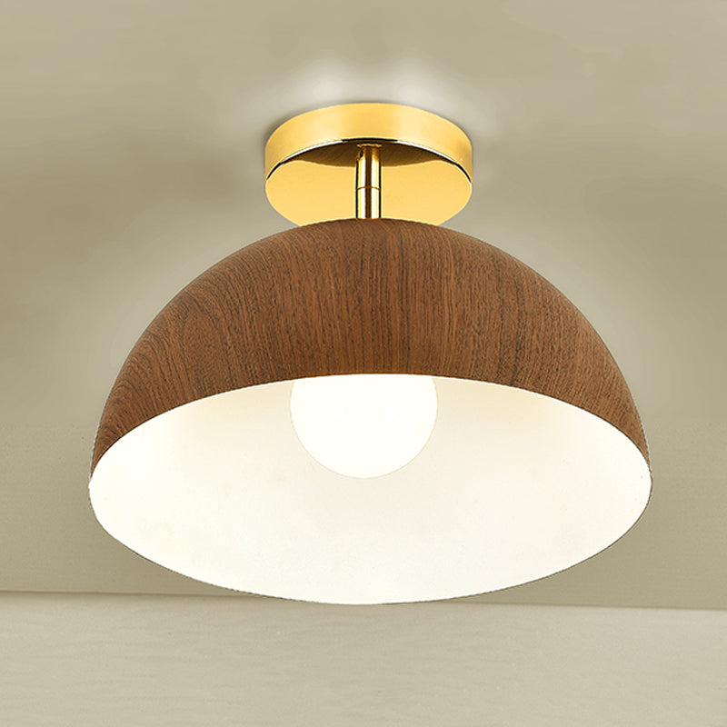 Modern 1 - Light Flush Lighting Solid Wood and Iron Ceiling Mount