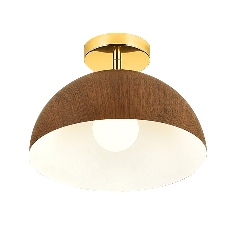 Modern 1 - Light Flush Lighting Solid Wood and Iron Ceiling Mount