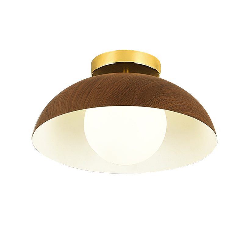 Modern 1 - Light Flush Lighting Solid Wood and Iron Ceiling Mount