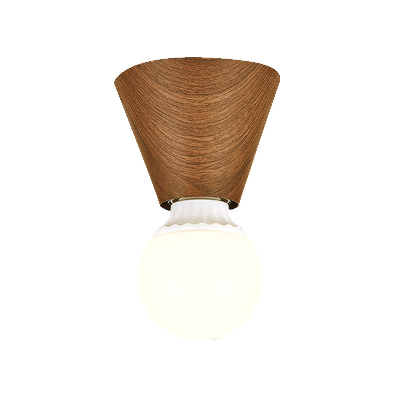 Modern 1 - Light Flush Lighting Solid Wood and Iron Ceiling Mount