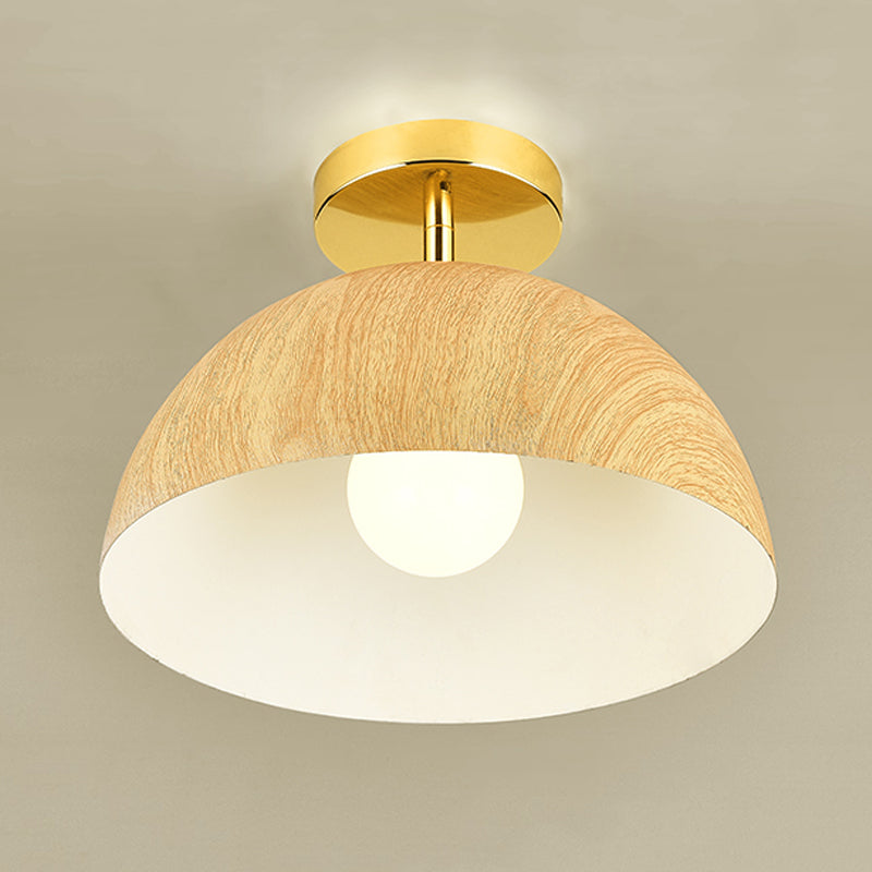 Modern 1 - Light Flush Lighting Solid Wood and Iron Ceiling Mount