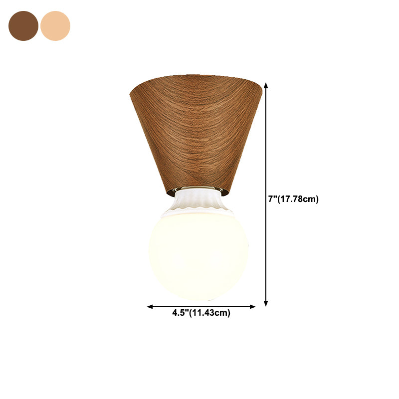 Modern 1 - Light Flush Lighting Solid Wood and Iron Ceiling Mount