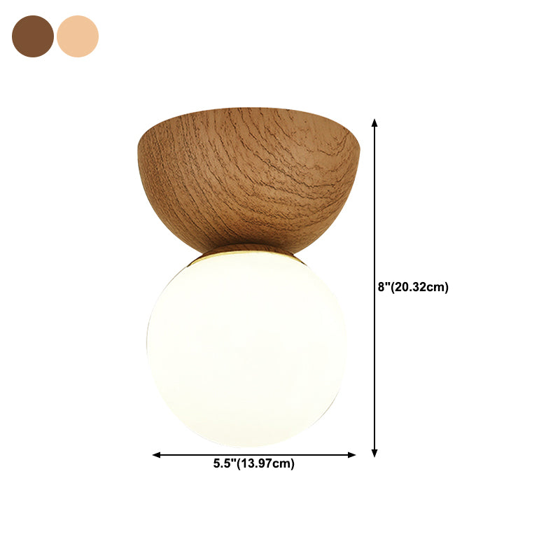 Modern 1 - Light Flush Lighting Solid Wood and Iron Ceiling Mount