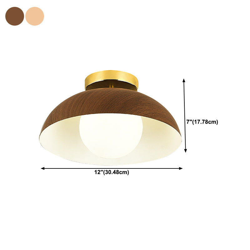 Modern 1 - Light Flush Lighting Solid Wood and Iron Ceiling Mount