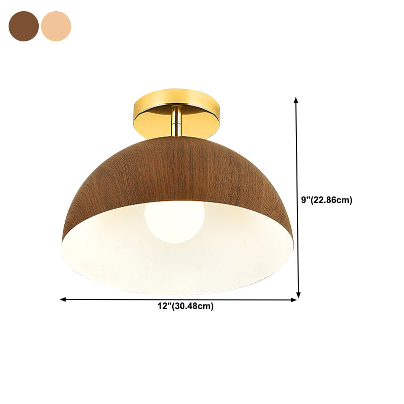 Modern 1 - Light Flush Lighting Solid Wood and Iron Ceiling Mount