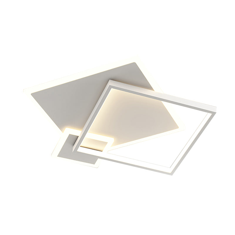 Square 3 - Light LED Ceiling Mount in Matte White Iron and Acrylic Flush