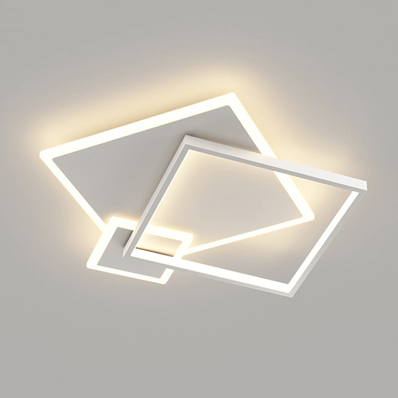 Square 3 - Light LED Ceiling Mount in Matte White Iron and Acrylic Flush