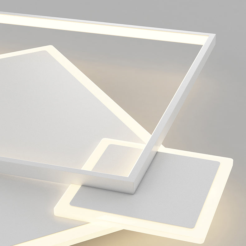 Square 3 - Light LED Ceiling Mount in Matte White Iron and Acrylic Flush