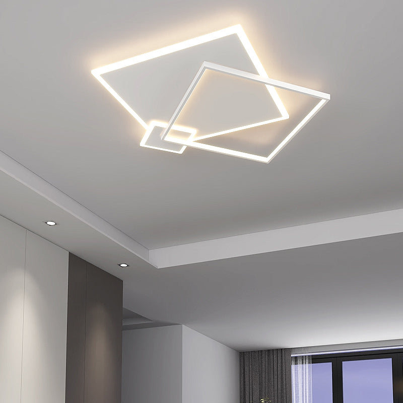 Square 3 - Light LED Ceiling Mount in Matte White Iron and Acrylic Flush