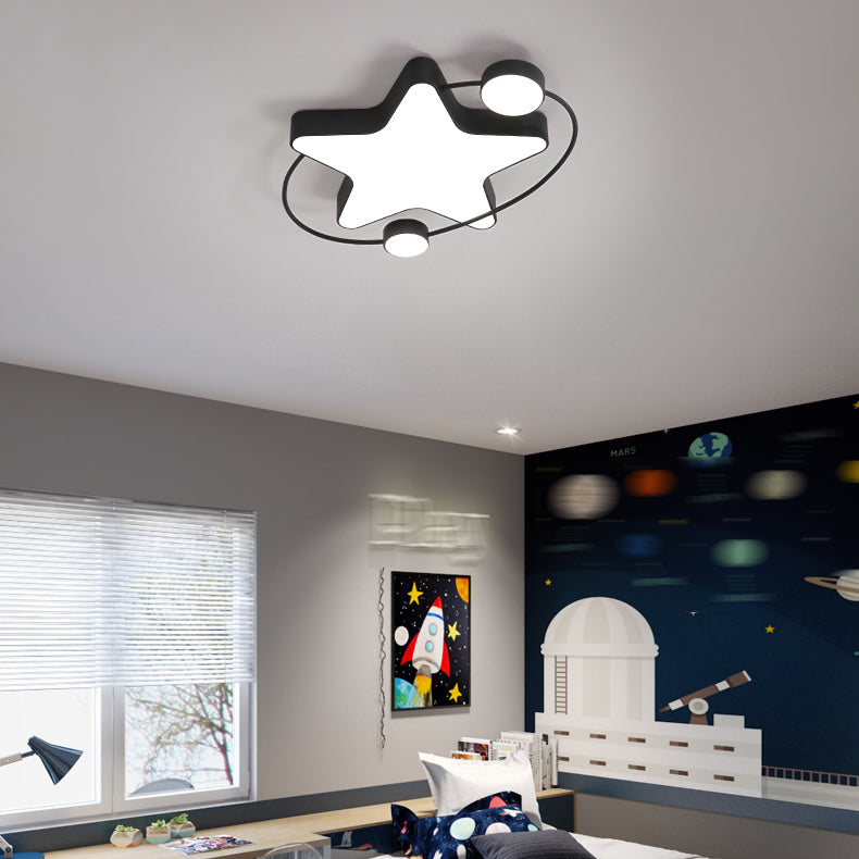 Star 3 - Light LED Ceiling Flush Mount Metal and Acrylic Flush in Black / Blue / Pink