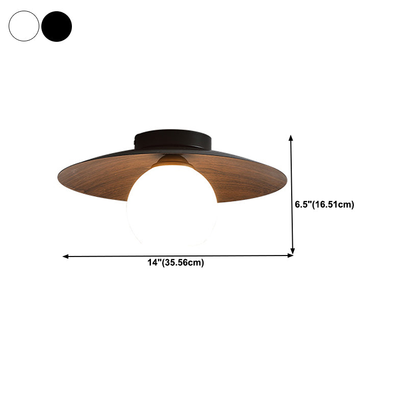 Metal and Glass Flush Mount Modernism White Shade Ceiling Mount Lighting