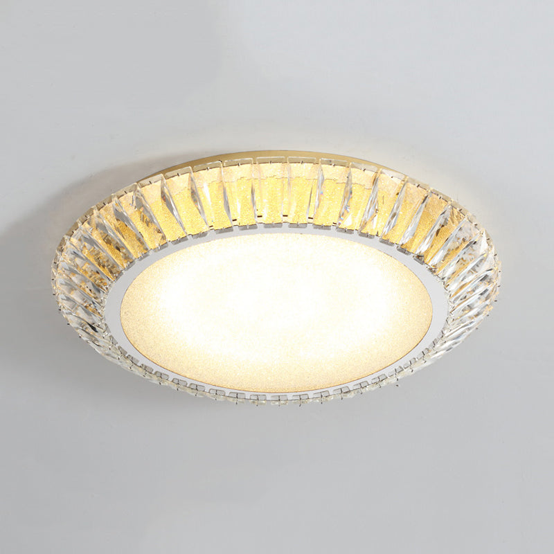 Modern Round Ceiling Light 1-Light LED Ceiling Mount Light with Crystal Shade for Bedroom