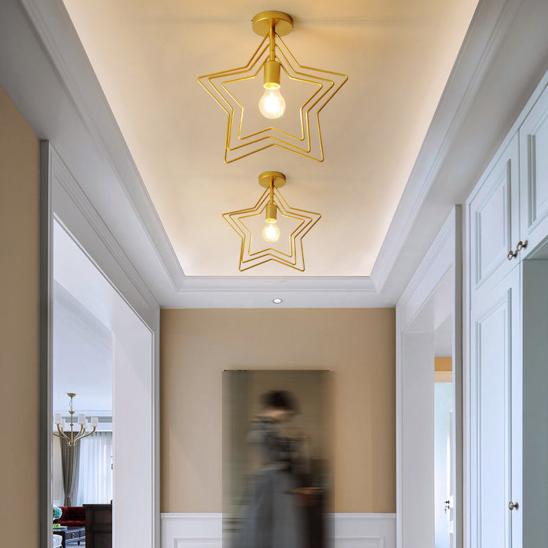 Star Shape Ceiling Light Metal Ceiling Mount Light for Living Room