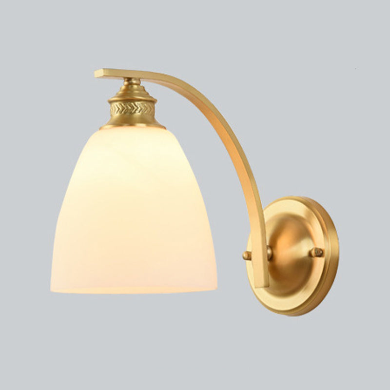 Modern Bell Vanity Lamp Glass Vanity Wall Lights in White for Bathroom