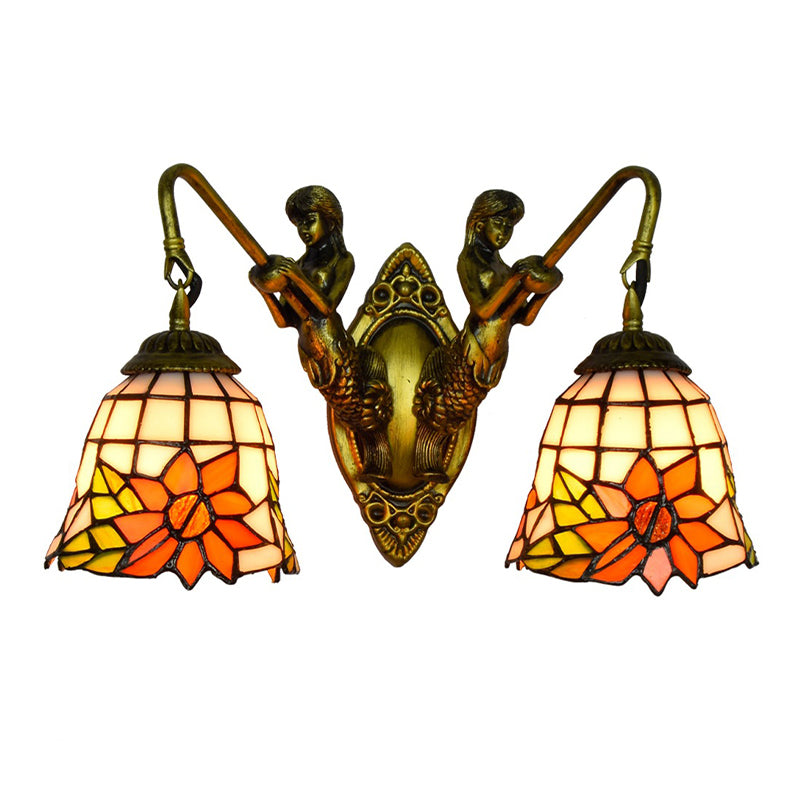 Tiffany Bell Vanity Wall Light Fixtures Glass 2-Light Vanity Lights