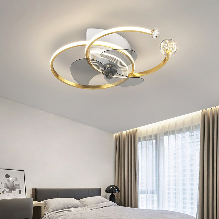 3-Blade Metal Ceiling Fan Modernism Golden/Black Fan with Light for Room