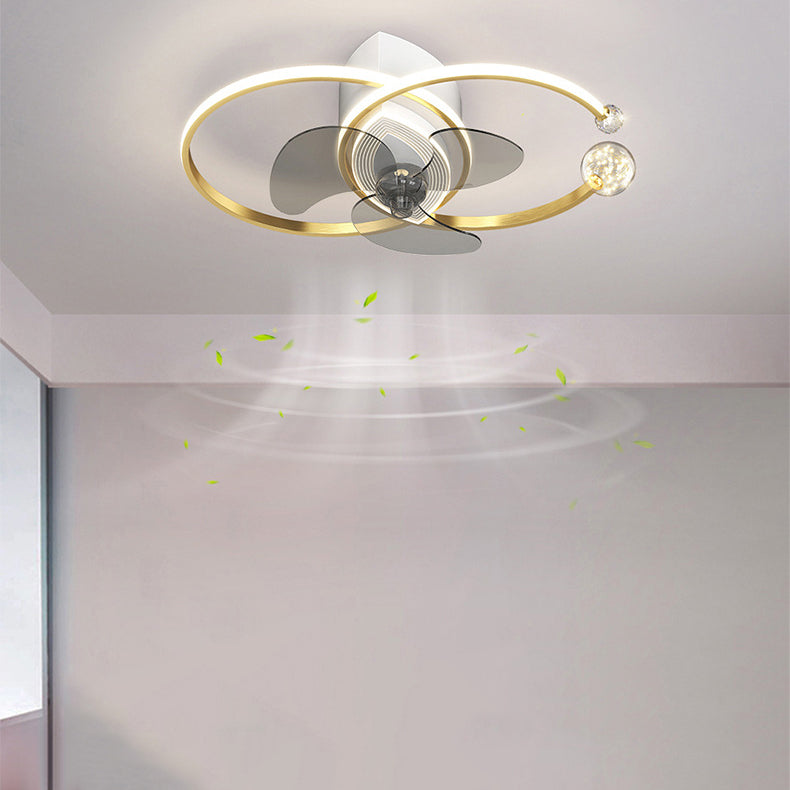 3-Blade Metal Ceiling Fan Modernism Golden/Black Fan with Light for Room