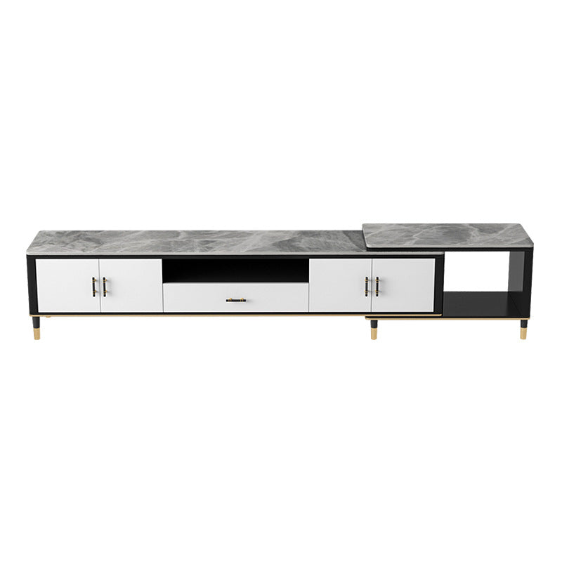 Modern Stone TV Media Stand 16" W Open Shelving TV Stand Console with Cabinet