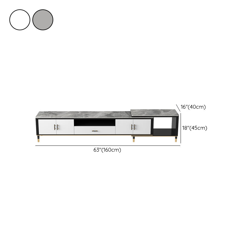 Modern Stone TV Media Stand 16" W Open Shelving TV Stand Console with Cabinet