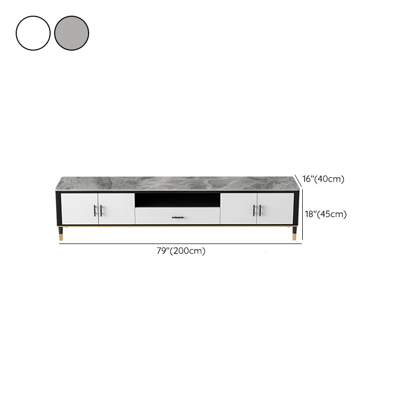 Modern Stone TV Media Stand 16" W Open Shelving TV Stand Console with Cabinet