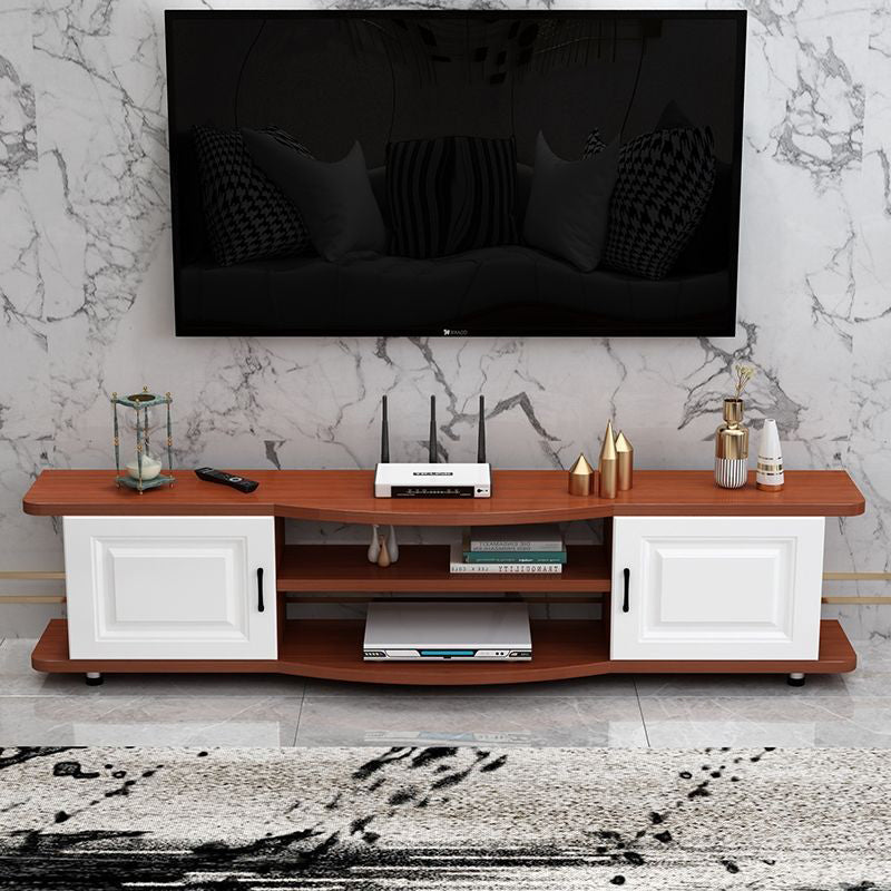 Contemporary Wooden TV Stand Open Storage TV Media Console with Legs for Living Room