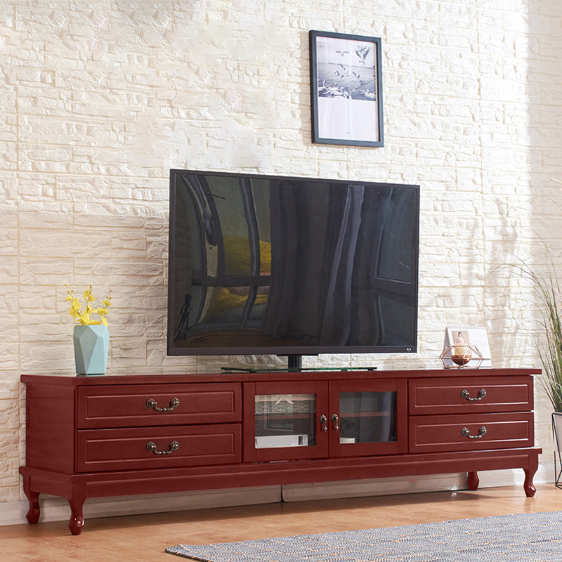 Transitional Wooden TV Stand TV Media Stand with Doors for Living Room