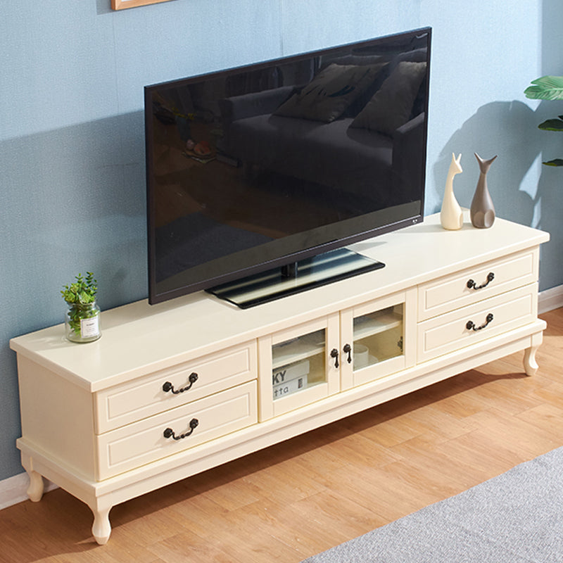 Transitional Wooden TV Stand TV Media Stand with Doors for Living Room