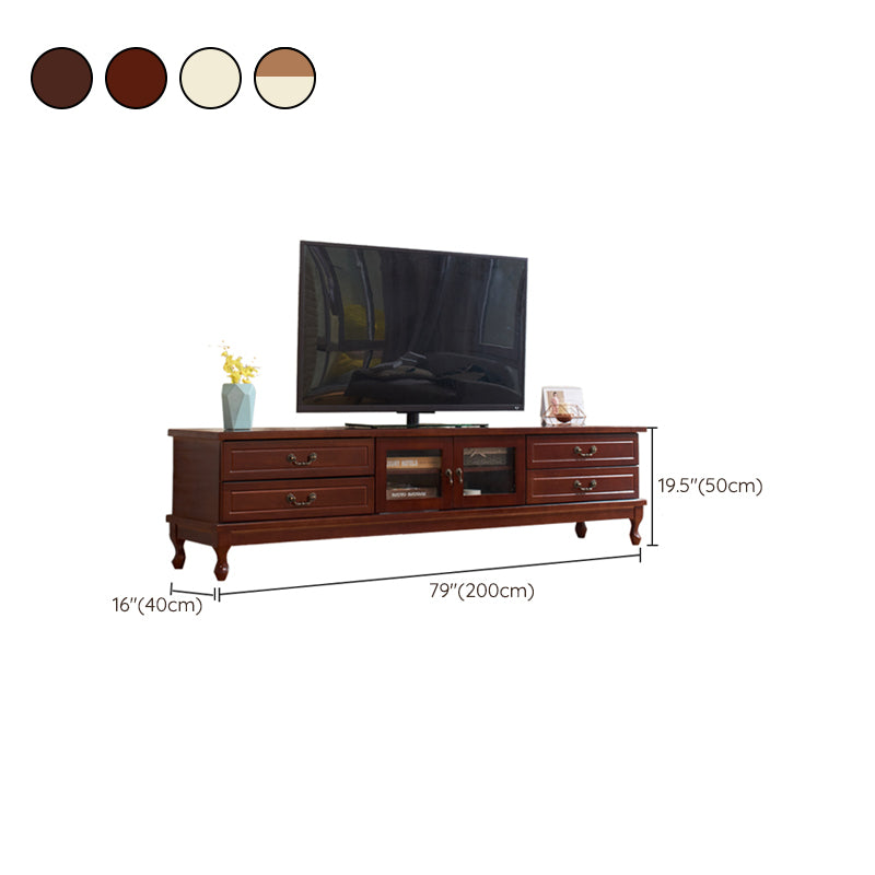 Transitional Wooden TV Stand TV Media Stand with Doors for Living Room