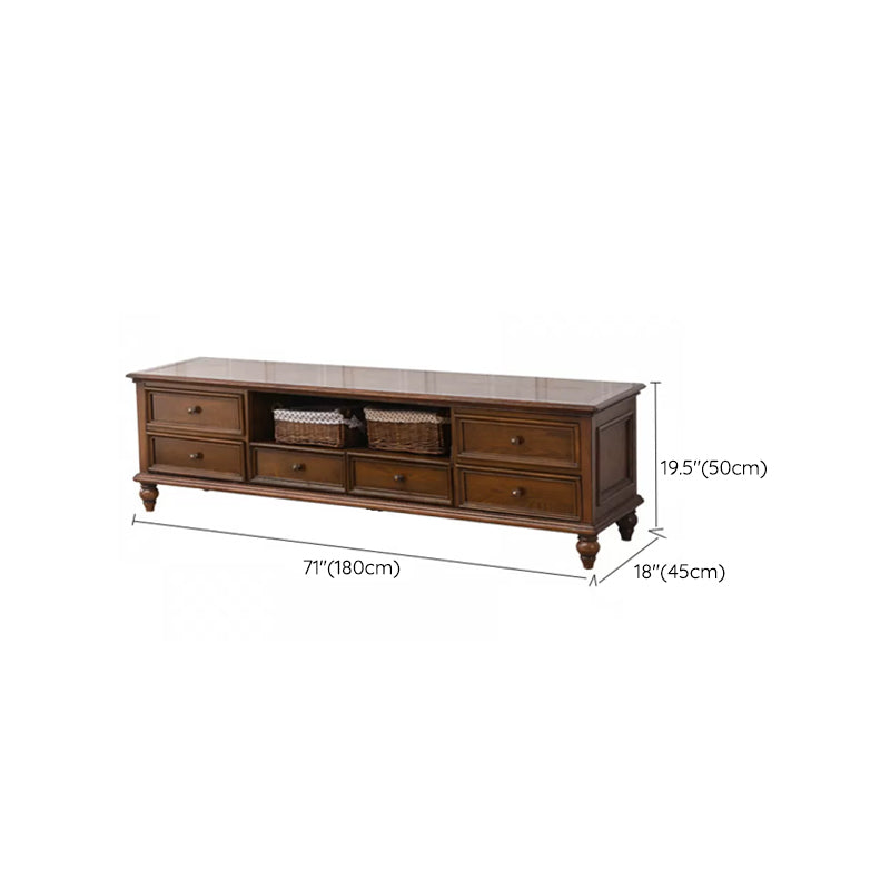 Traditional Ash TV Console Brown Media Console TV Stand with Drawers