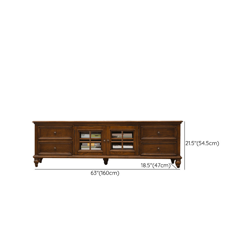 Traditional Ash TV Console Brown Media Console TV Stand with Drawers