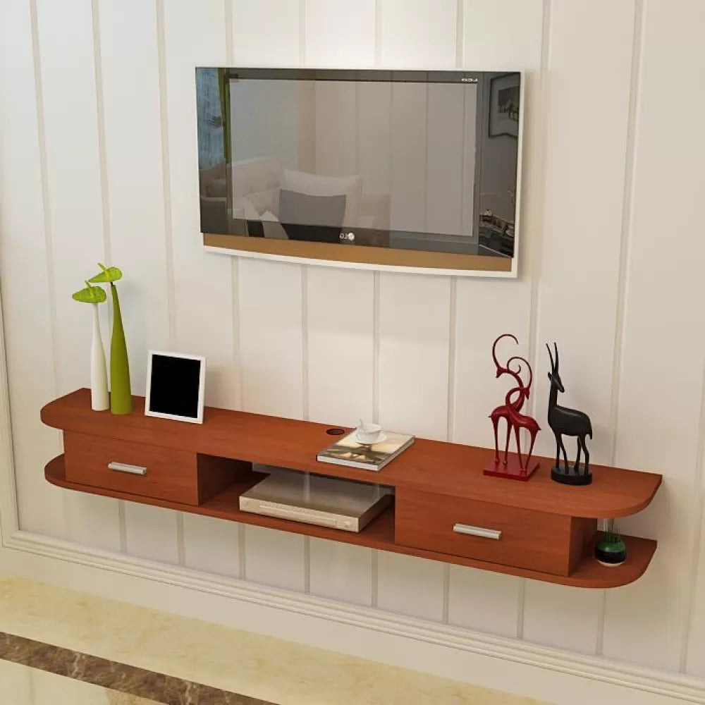 Contemporary TV Media Stand Wall-mounted Wood TV Console with Open Shelving