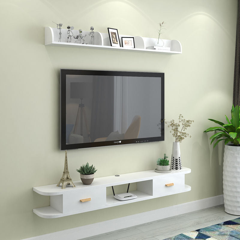 Contemporary TV Media Stand Wall-mounted Wood TV Console with Open Shelving